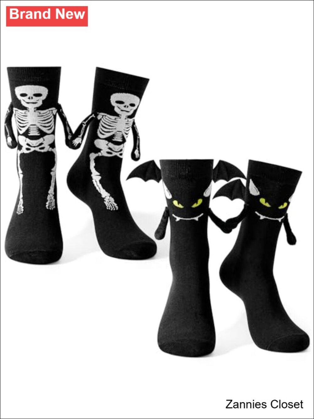 👻 Funny 3D Holding Hands Halloween Socks Kids Boys Girls 8-12 Magnetic